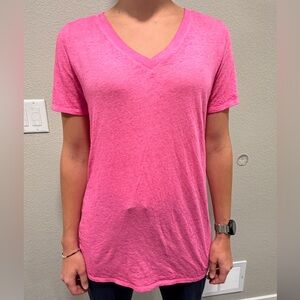 Victoria's Secret Bright Pink V-Neck Tee